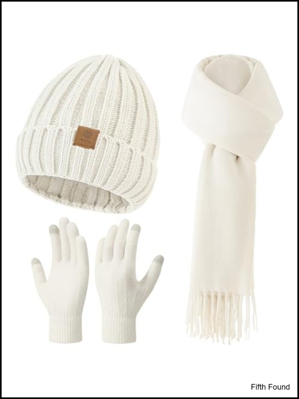 Winter Beanie Hat Scarf Gloves Set Warm Knit Touchscreen 3 in 1 Cold Weather